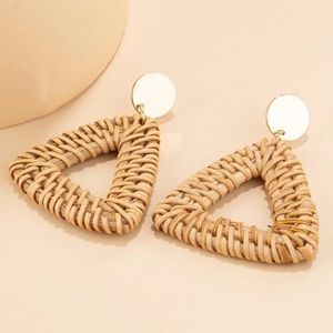 Rattan woven earrings. Gold tone accent. Brand new!